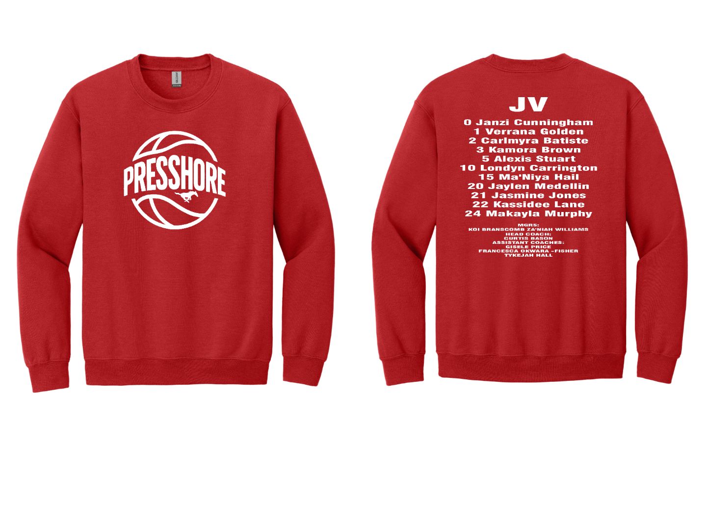 NS Girls Basketball Presshore JV Team Roster Crewneck Sweatshirt