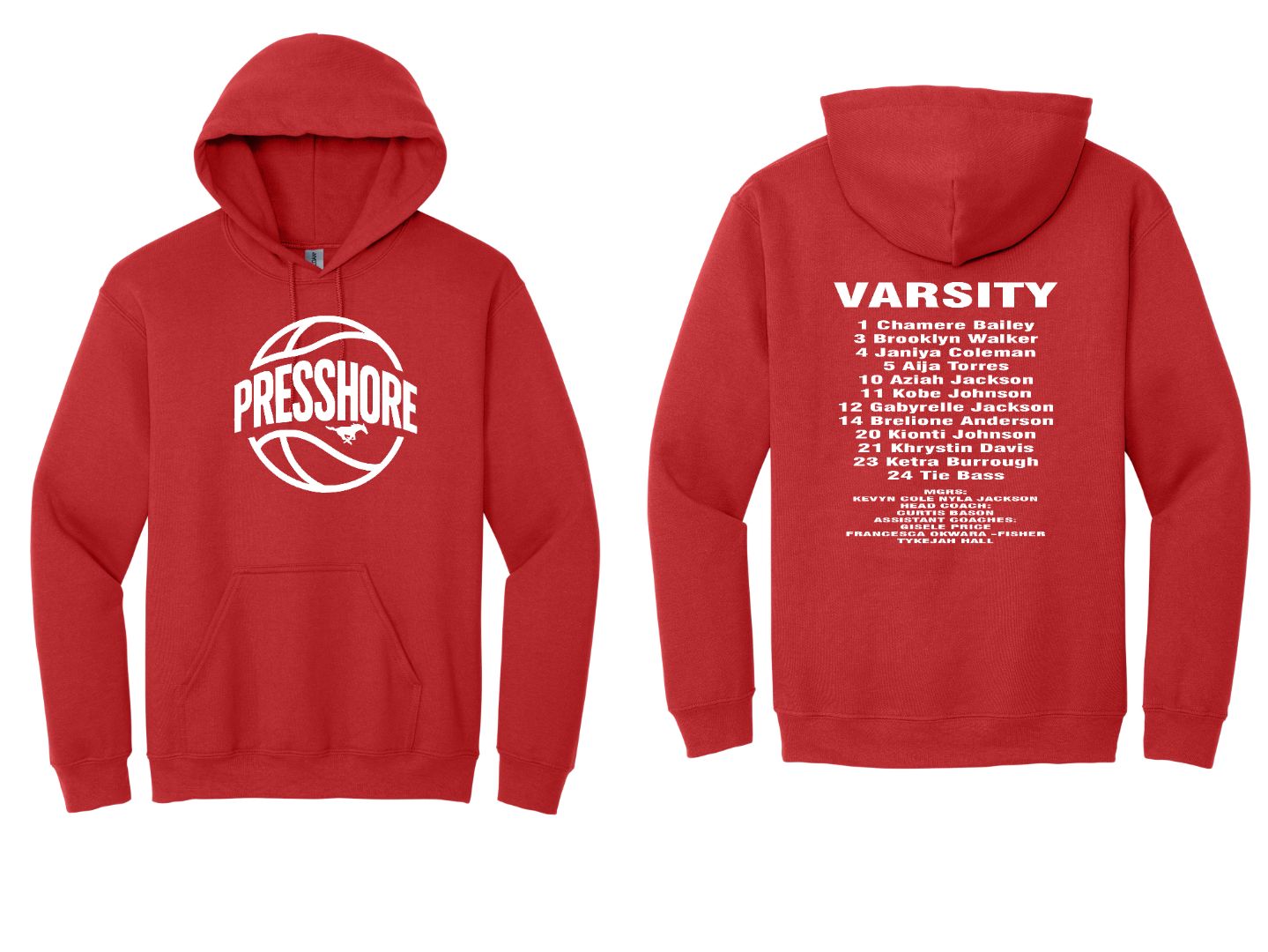 NS Girls Basketball Presshore VARSITY Team Roster Hoodie