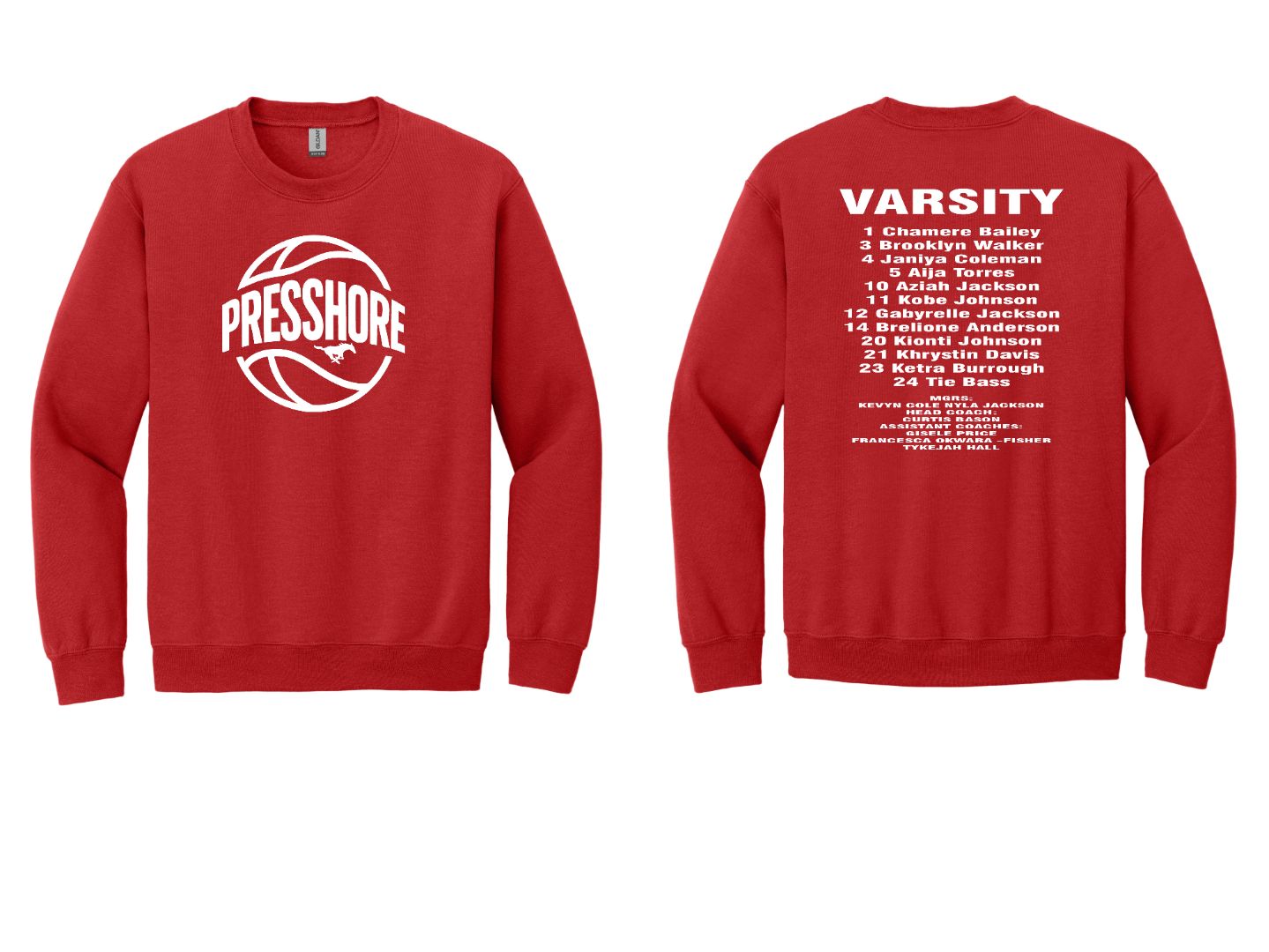NS Girls Basketball Presshore VARSITY Team Roster Crewneck Sweatshirt
