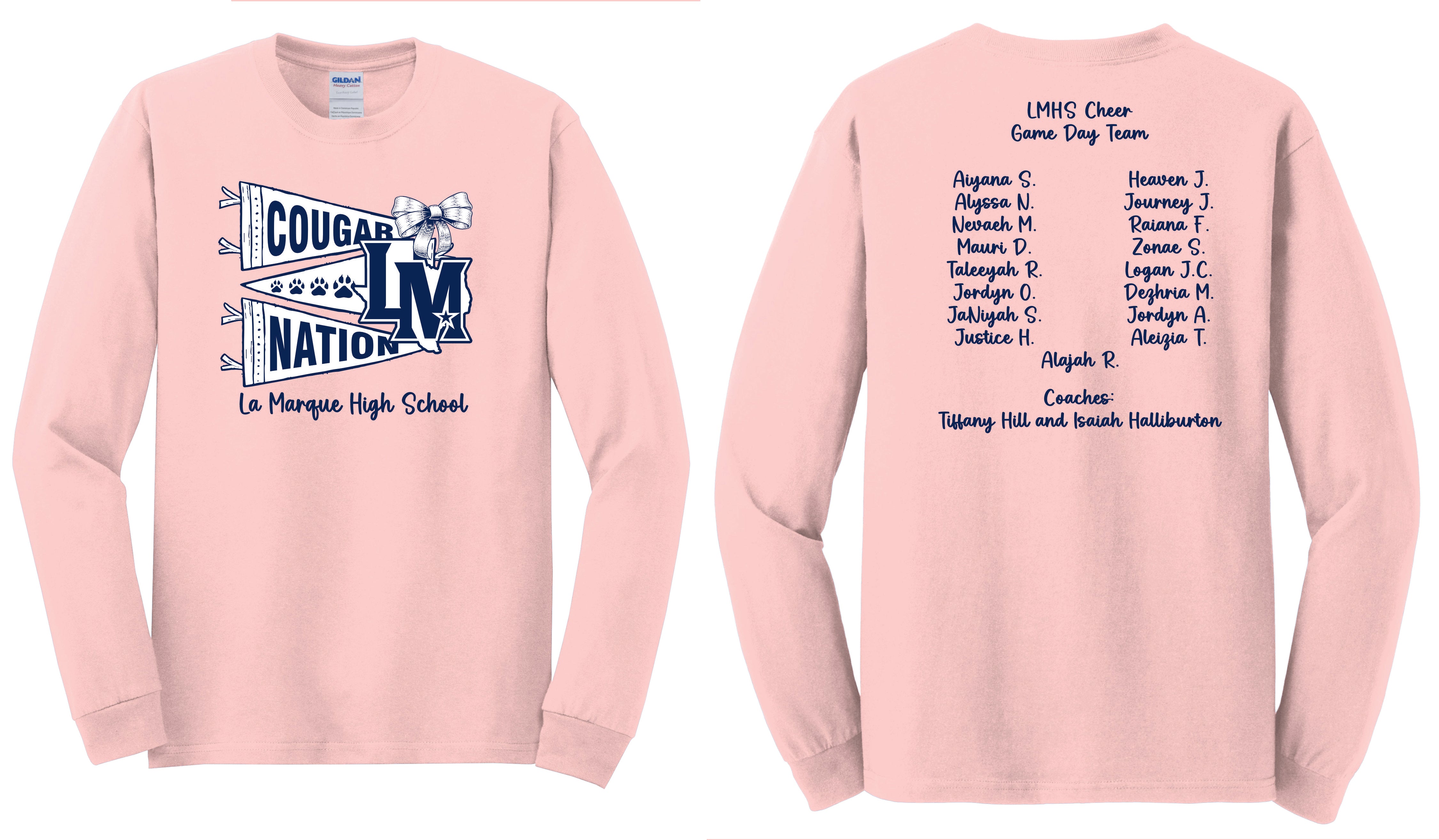 LMHS Cougar Nation Cheer Game Day Long Sleeve Shirt