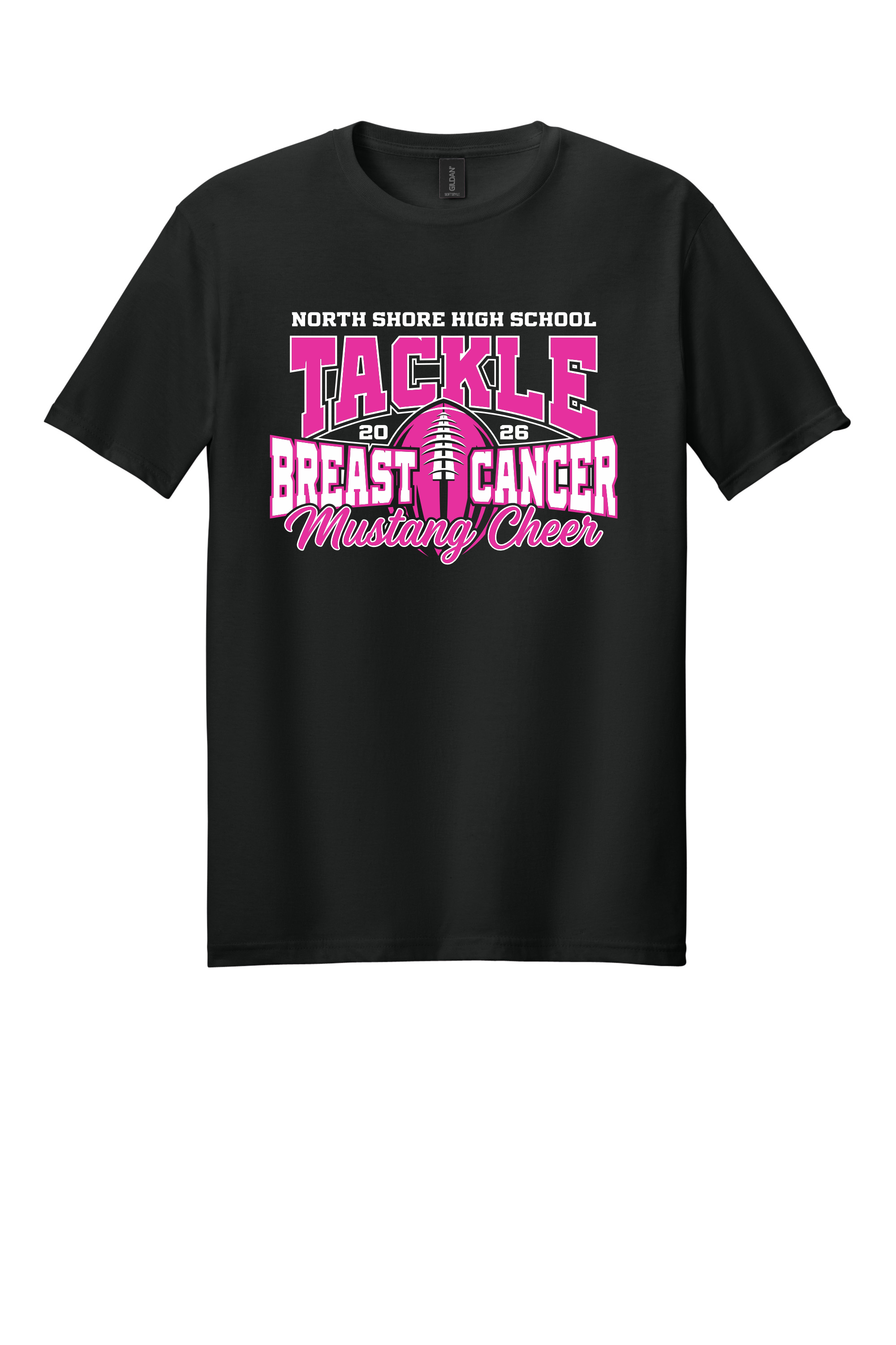 NSSH Breast Cancer Mystery Cheer Heavy Cotton Black Short Sleeve T-Shirt