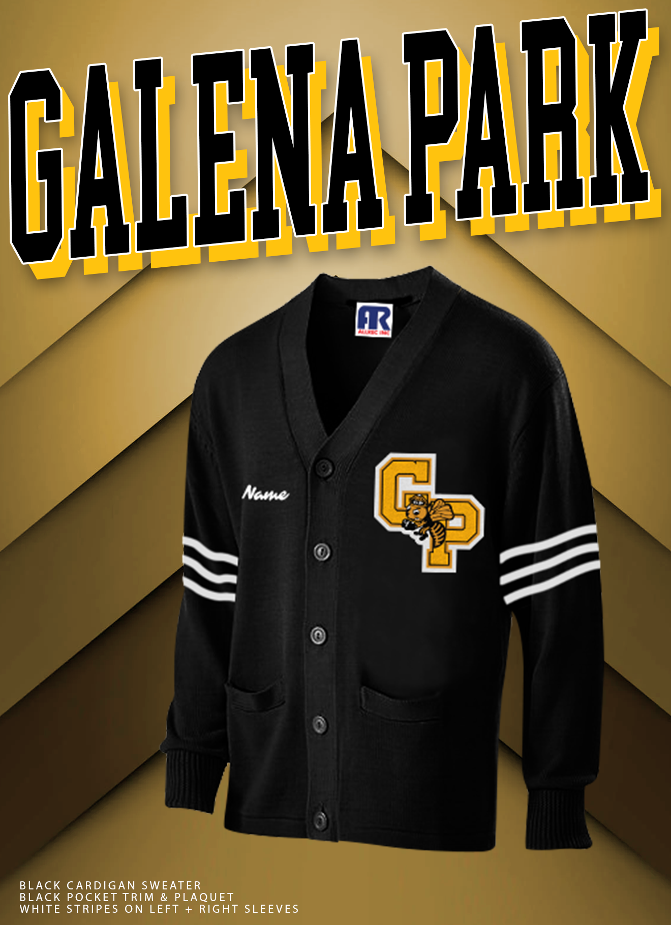 Galena Park Elementary Letter Sweater with Embroidered Name