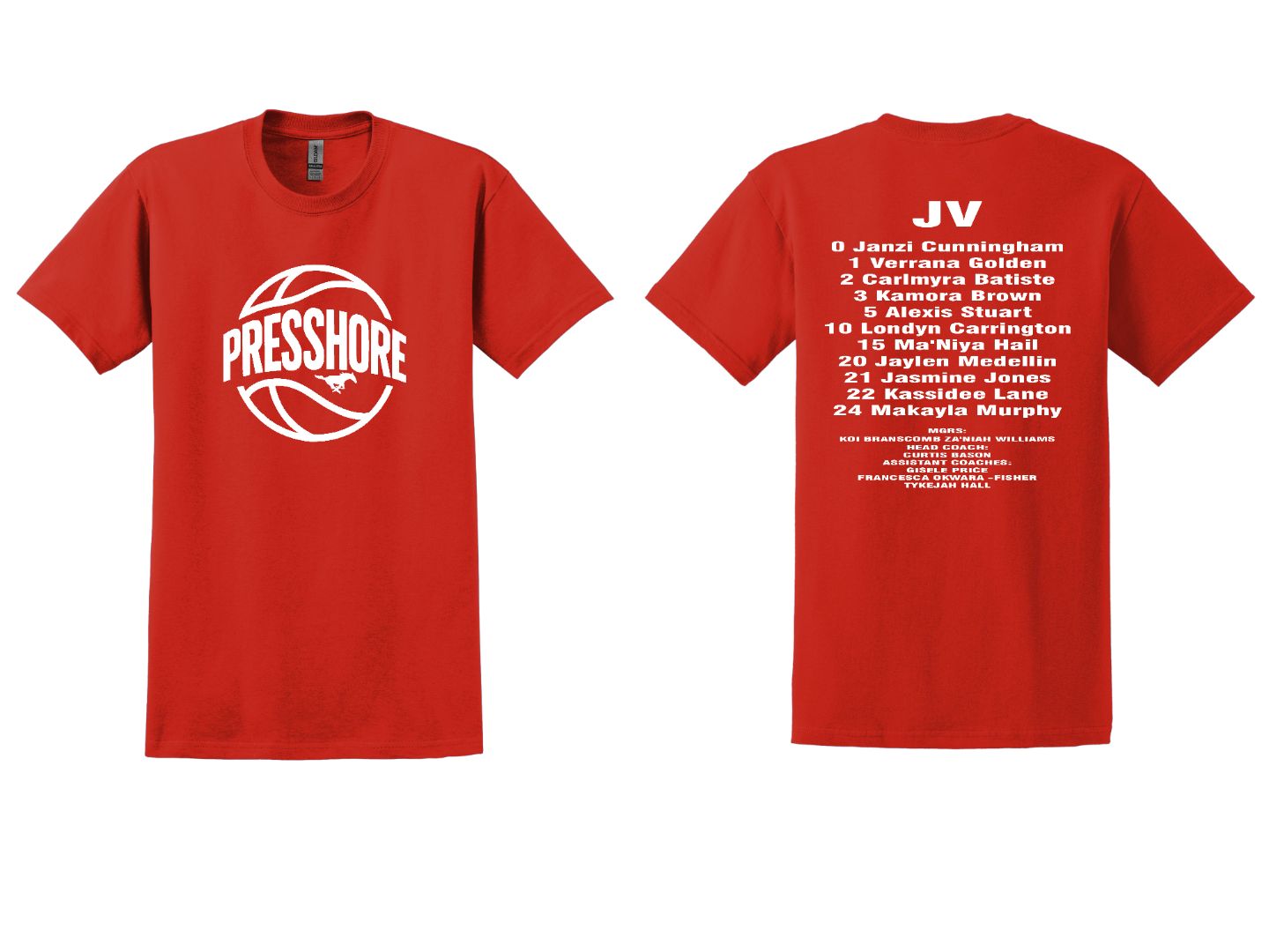 NS Girls Basketball Presshore JV Team Roster Short Sleeve TShirt