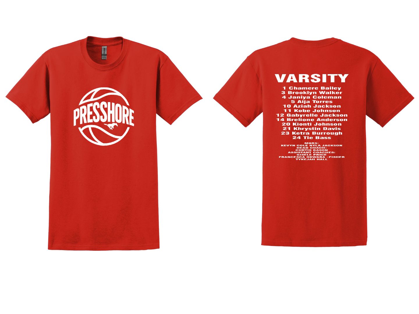 NS Girls Basketball Presshore VARSITY Team Roster Short Sleeve TShirt
