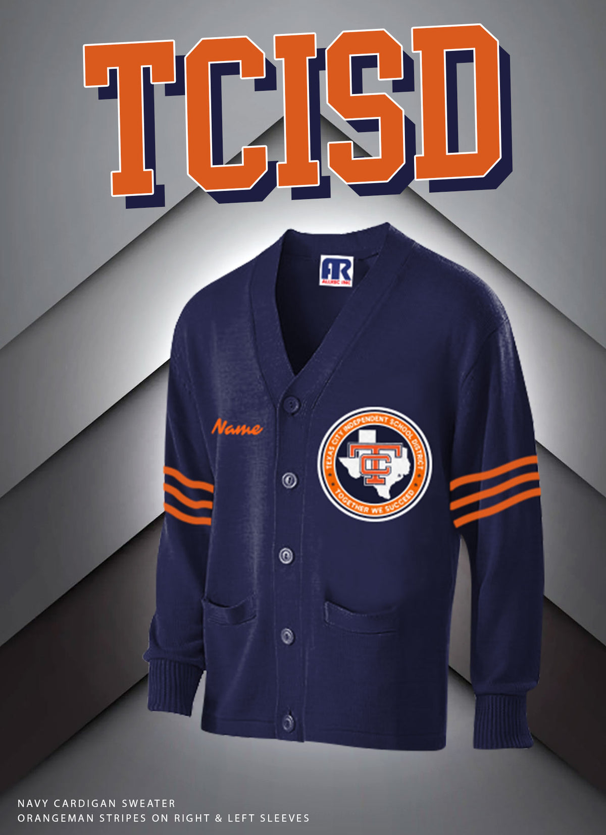 TCISD NAVY SWEATER WITH TCISD LOGO PATCH