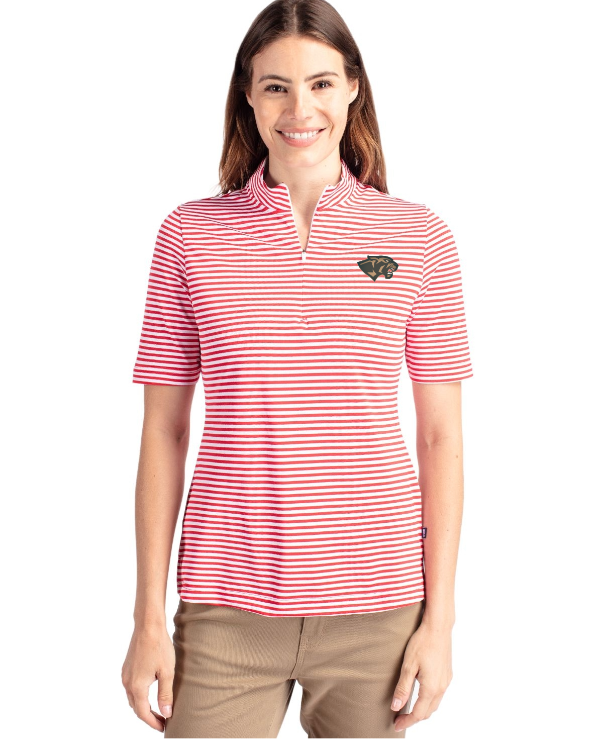 CCHS Women's Cutter & Buck Pique Stripe Zip Polo