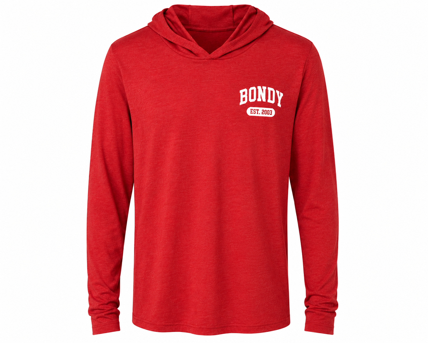 Bondy Spirit Red Hooded Long Sleeve with Logo Over Heart